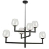 Dainolite Nora 6 Light Chandelier Matte Black Clear Glass Lamp