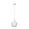 Dainolite Helsinki 1 Light Pendant Teardrop Large Matte White Finish Silver Interior Lamp