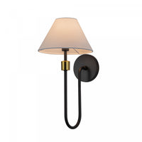 Providence 1 Light Wall Sconce, Black, Brushed Brass Lamp