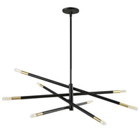 Dainolite Wand 8 Light Chandelier Large Matte Black/Aged Brass Lamp