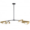 Dainolite Emma 4 Light Horizontal Pendant Matte Black/Aged Brass Finish White Glass Lamp