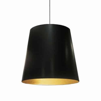 Dainolite Oversized Drum 1 Light Pendant Large Black/Gold Shade Lamp|Grand luminaire suspendu de Dainolite avec très grand abat-jour cylindrique noir et doré, et 1 ampoule