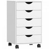HOMCOM File Cabinet with 5 Drawer Wheels Storage Organizer White