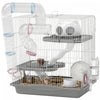 PawHut Hamster Cage, 3-Level Small Animal House with Exercise Wheel, Food Bowl, Water Bottle, House, Tunnels, Ramps, Gerbil Cage for Dwarf Hamster, 18\" x 12\" x 18\", Grey