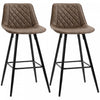 HOMCOM Bar Stools Set of 2, Counter Height, 27.25\" Kitchen Stools, Brown