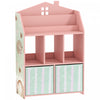 Qaba Kids Bookshelf with Toy Storage, Children's Bookcase with Book Display, Shelves and Fabric Drawers, Toy Organizer for Playroom and Nursery, Pink