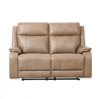 Marlow 60 in. Leather Match Power Reclining Loveseat with USB/USB-C - Taupe | Causeuse inclinable electrique Marlow de 60 po en cuir assorti avec USB/USB-C - Taupe