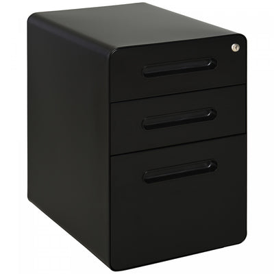 Vinsetto 3 Drawers File Cabinet On Wheels Lockable For Home Office|Vinsetto Classeur A 3 Tiroirs, Verrouillable Sur Roues Pour Le Bureau