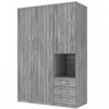 Lydia 47.2\" 2-doors Wooden Wardrobe Storage With Shelves And 3 Drawers, Grey