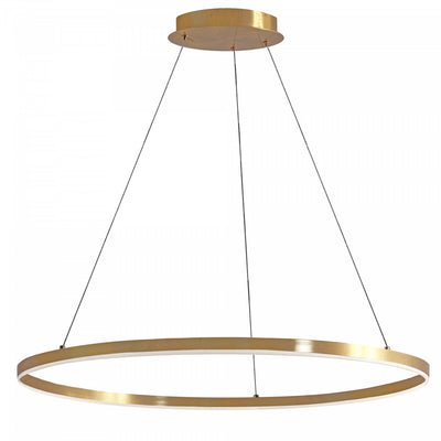 Dainolite Circulo Chandelier 63w Aged Brass Finish White Acrylic Diffuser Lamp|Lustre Circulo de Dainolite en acrylique blanc qui diffuse la lumière, avec fini laiton vieilli et ampoule de 63 W