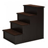 Pawhut 4 Levels Wooden Dog Steps Pet Stairs For High Bed, Cat Ladder For Bed Couch With Non-slip Carpet, Dark Coffee