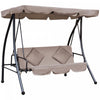 Outsunny Patio Swing Chair, 3 Person Convertible Hammock, Outdoor Lounge Bed, Cushioned With Tilt Canopy, Beige
