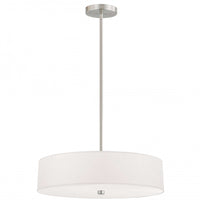 Dainolite Everly 4 Light Pendant Satin Chrome Finish White Shade Lamp