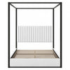 Sophia Upholstery Canopy Platform Bed with Foam Headboard and Velvet,Queen Size,Black Queen Bed