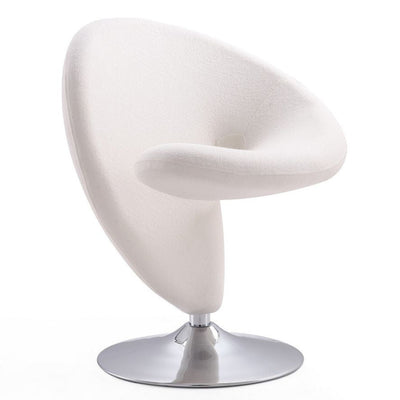 Manhattan Comfort Curl Polished Chrome Wool Blend Swivel Accent Chair - Cream|Fauteuil d’appoint pivotant Curl de Manhattan Comfort en chrome poli et en mélange de laine - crème