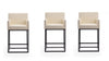 Ambassador Mid-Century Modern Metal Upholstered Counter Stool in Cream - Set of 3 Bar Stool