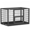 PawHut 37\"L Heavy Duty Dog Crate, Large Metal Dog Kennel with Removable Tray, 3 Doors and Secure Lock, Indoor Outdoor Pet Crate for Small Medium Breeds, Black