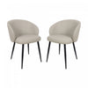 Looma Contemporary Modern Vegan Leather Metal Side Chair in Stone Gray - Set of 2