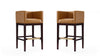 Kingsley Mid-Century Modern Wood Upholstered Barstool in Camel - Set of 2