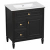 Olivia 30\" Bathroom Vanity with Ceramic Sink and Solid Rubberwood, Black