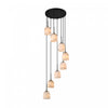 Crema 8 Light Chandelier 18.5\", Black, Brushed Brass With Alabaster Style Glass