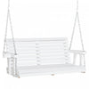 Outsunny 2 Seater Porch Swing Wooden Patio Swing Chair Seat With Cup Holder And Chains Outdoor Swing Bench For Garden Yard, White