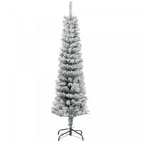 Homcom Snow Flocked Pencil Christmas Tree Slim Artificial Christmas Tree