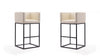 Embassy Mid-Century Modern Metal Upholstered Barstool in Cream - Set of 2
