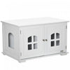 Pawhut Cat Litter Box Enclosure Hidden Cat Furniture Cabinet Indoor Cat Washroom Double-door Nightstand End Table With Cat Hole Window White