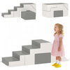 Qaba Kids Crawl And Climb Foam Play Set Toddler Nugget 2-piece Interactive Set For Climbing, Crawling, Sliding Play Zone For Baby Preschooler 1-3 Years, Light Grey