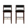Patricia Modern Wood Upholstered Barstool in Black - Set of 2