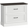 HOMCOM Lateral File Cabinet with 2 Drawers, Farmhouse Filing Cabinet, White