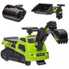 Aosom 3 In 1 Ride On Excavator Bulldozer Road Roller, No Power Pretend Play Construction With Music, For 18-48 Months, Green