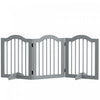 Pawhut Freestanding Pet Gate For Dogs 24\" Tall Foldable Dog Gates Indoor Wooden Barrier 3 Panels With 2 Support Feet, For Doorway Stairs, Light Grey