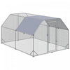 Pawhut Galvanized Large Metal Chicken Coop Cage Walk-in Enclosure Poultry Hen Run House Playpen Rabbit Hutch With Cover For Outdoor Backyard 9.2' X 12.5' X 6.5' Silver