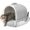 PawHut Stainless Steel Litter Box with Lid, Enclosed Cat Litter Box with Scoop, Deodorizer Bag, Handle, Odour Control, Non-Sticky and Easy to Clean, Grey