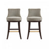 Lucia Modern Chenille Wood Upholstered Barstool in Taupe - Set of 2