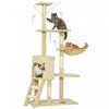 PawHut Cat Tree, 53\" Cat Tower for Indoor Kittens with Sisal Scratching Posts, Plush Perches, Condo, Hammock, Ladder, Dangling Toys, Multi-Level Kitty Activity Centre, Beige