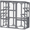 Pawhut Catio, Outdoor Cat Enclosure With 6 Jumping Platforms, Weatherproof Roof, Large Front Door, Wooden Cat House Cage For 1-3 Kittens, 59\" X 28\" X 60\", Grey