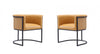 Cosmopolitan Mid-Century Modern Vegan Leather Metal Dining Chair in Camel - Set of 2