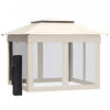 11'x11' Pop Up Canopy 2-tier Soft Top Gazebo W/ Mesh Netting, Cream White