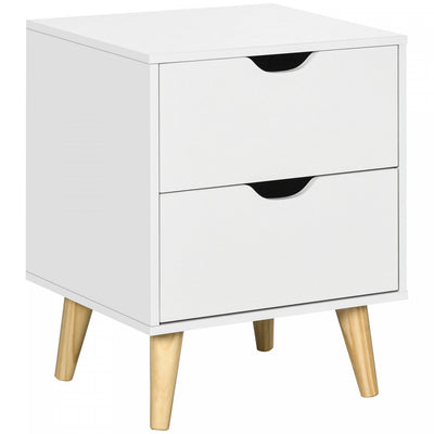 Modern Nightstand, Bedside Table with 2 Drawers and Wood Legs for Bedroom