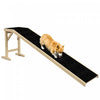 Pawhut Pet Ramp Bed Steps For Dogs Cats Non-slip Carpet Top Platform Pine Wood 74\"l X 16\"w X 25\"h Natural