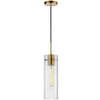 Dainolite Patia 1 Light Pendant Aged Brass Clear Fluted Glass Lamp