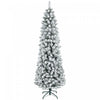 Homcom 7ft Flocked Pencil Artificial Christmas Tree With Steel Base, Green