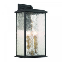 Estate 4 Light Outdoor Wall Sconce, Black, Brass With Rain Glassware Lamp