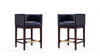 Kingsley Mid-Century Modern Wood Upholstered Counter Stool in Black - Set of 2