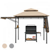 13.5' X 4' Patio Bbq Grill Gazebo Side Awnings Shelves 2-tier Canopy Outdoor