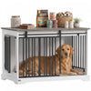 PawHut Dog Crate Furniture, 100 cm Wooden Dog Kennel Indoor Double Door with Sliding Barn Door, Decorative Pet Kennel End Side Table for Large Breeds, White