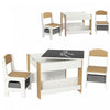 Qaba 3 Piece Kids Table And Chair Set, 2 In 1 Toddler Table And Chair Set With Reversible Tabletop, Blackboard, Storage, Bookshelves, For Playroom, Nursery, Classroom, Nature Wood
